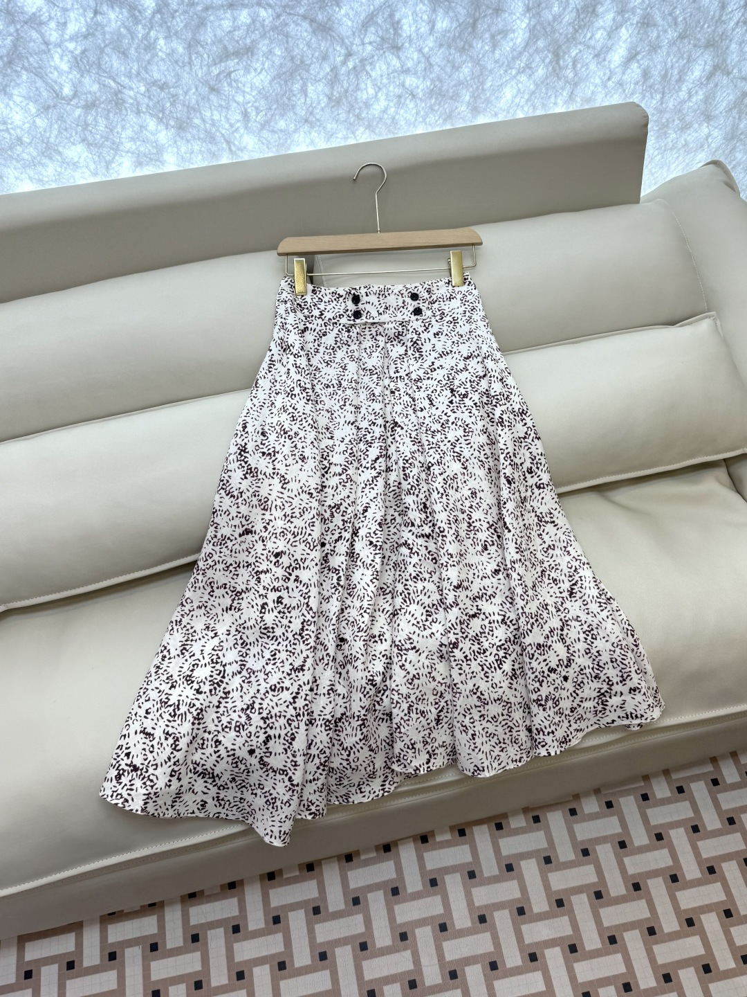 BS986+988#新款套装💕LP🌾 100% 亚麻 碎花长袖衬衫➕大摆半裙 套装 绿色 红色 36-4