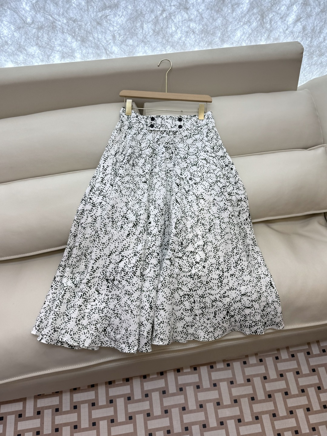 BS986+988#新款套装💕LP 🌾100% 亚麻 碎花长袖衬衫➕大摆半裙 套装 绿色 红色 36-4