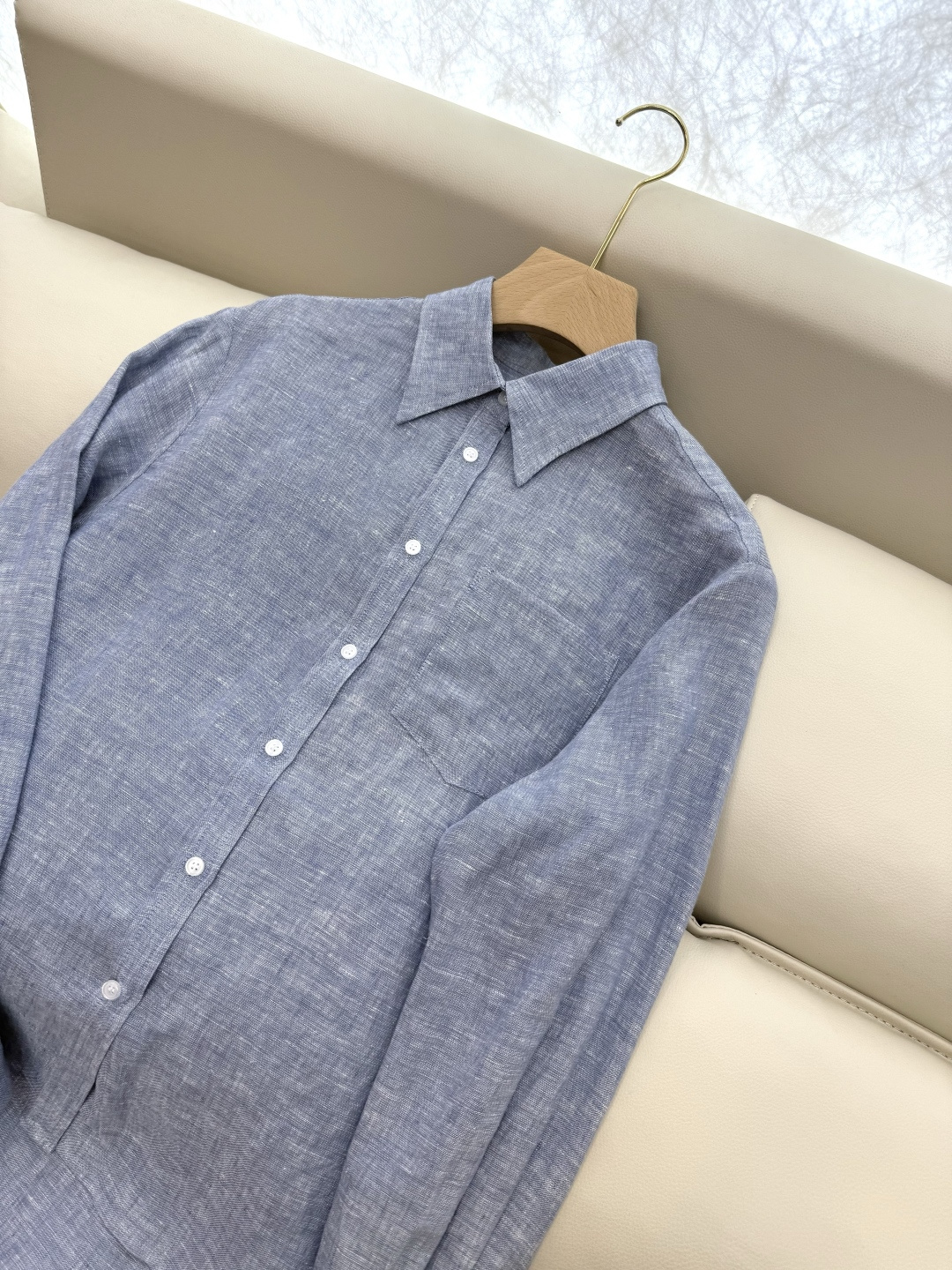 YML041#新款套装⚠️。
Lp🆕 100%亚麻 长袖衬衫➕长裤套装蓝色 SMLXL