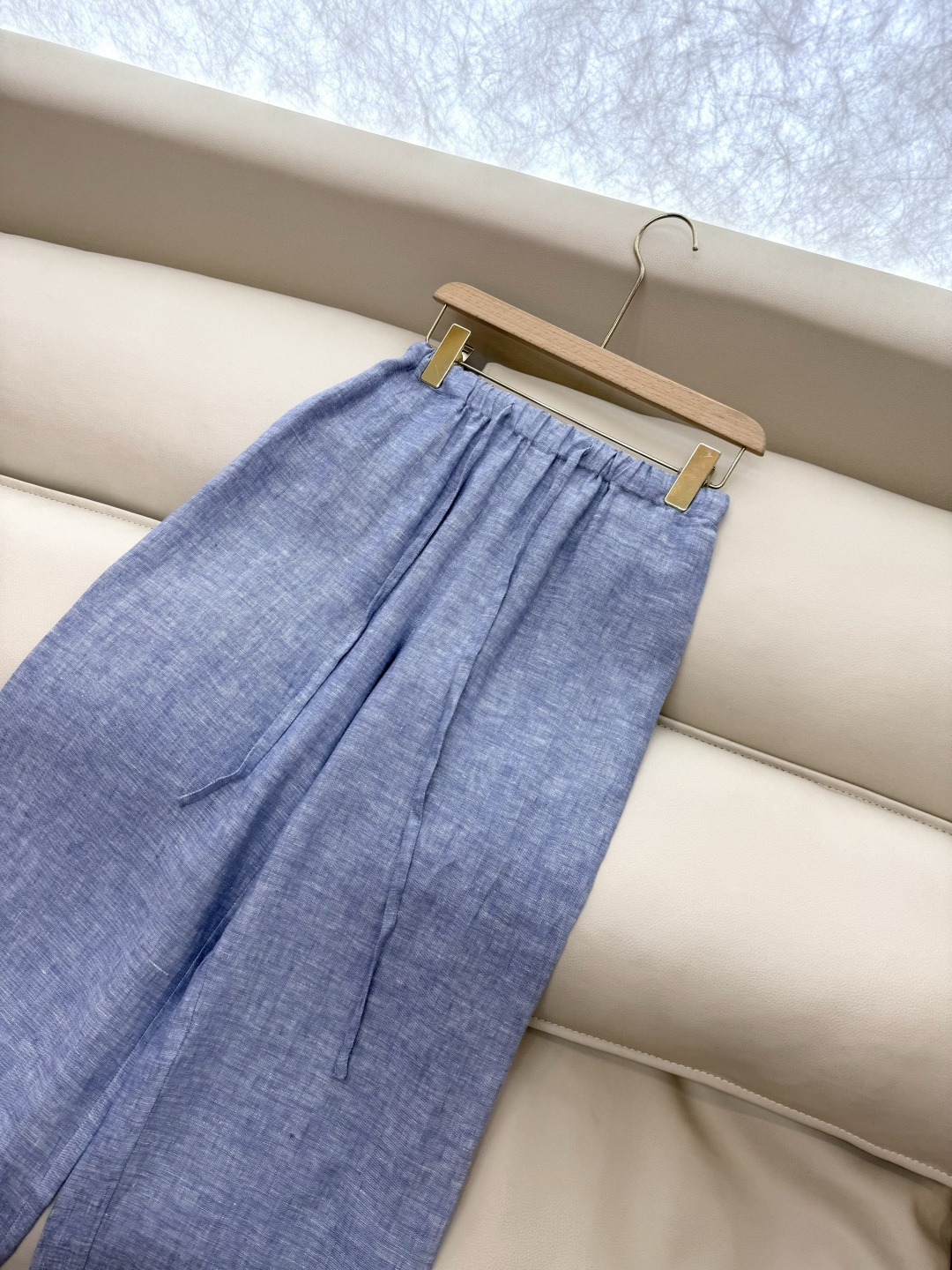 YML041#新款套装⚠️。
Lp🆕 100%亚麻 长袖衬衫➕长裤套装蓝色 SMLXL