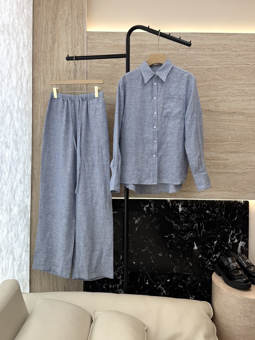 NO:473235,480YML041# new suit L linen long sleeve shirt trousers suit blue SMLXL, loro piana,shirts,alexander wang19860909480YML041#新款套装 L 亚麻 长袖衬衫长裤套装蓝色 SMLXL,,loro piana,shirts,alexander wang,Women's clothing