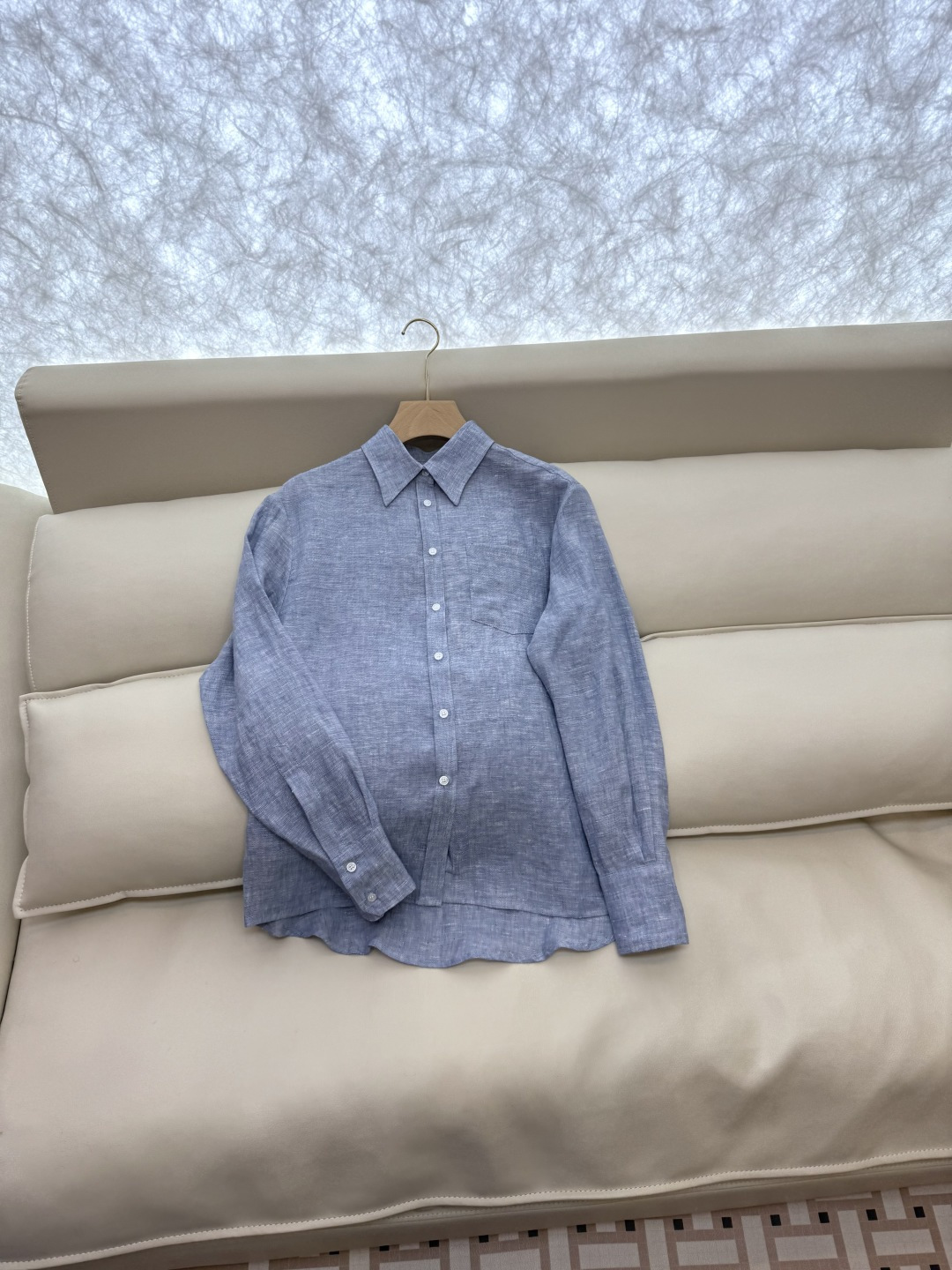 YML041#新款套装⚠️。
Lp🆕 100%亚麻 长袖衬衫➕长裤套装蓝色 SMLXL