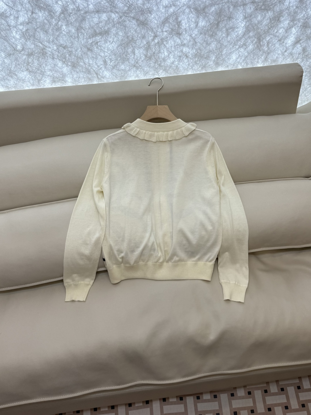 H32571#新款针织衫💕H家 爱马仕 定位印花 真丝斜纹拼接 长袖开衫外套 黑色 米色 绿色 SMLX