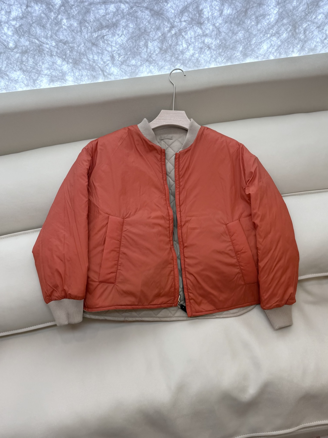 PT001#秋冬特批‼️。
Max 原标款 菱形格 两面穿 长袖棉衣 卡其色 SML