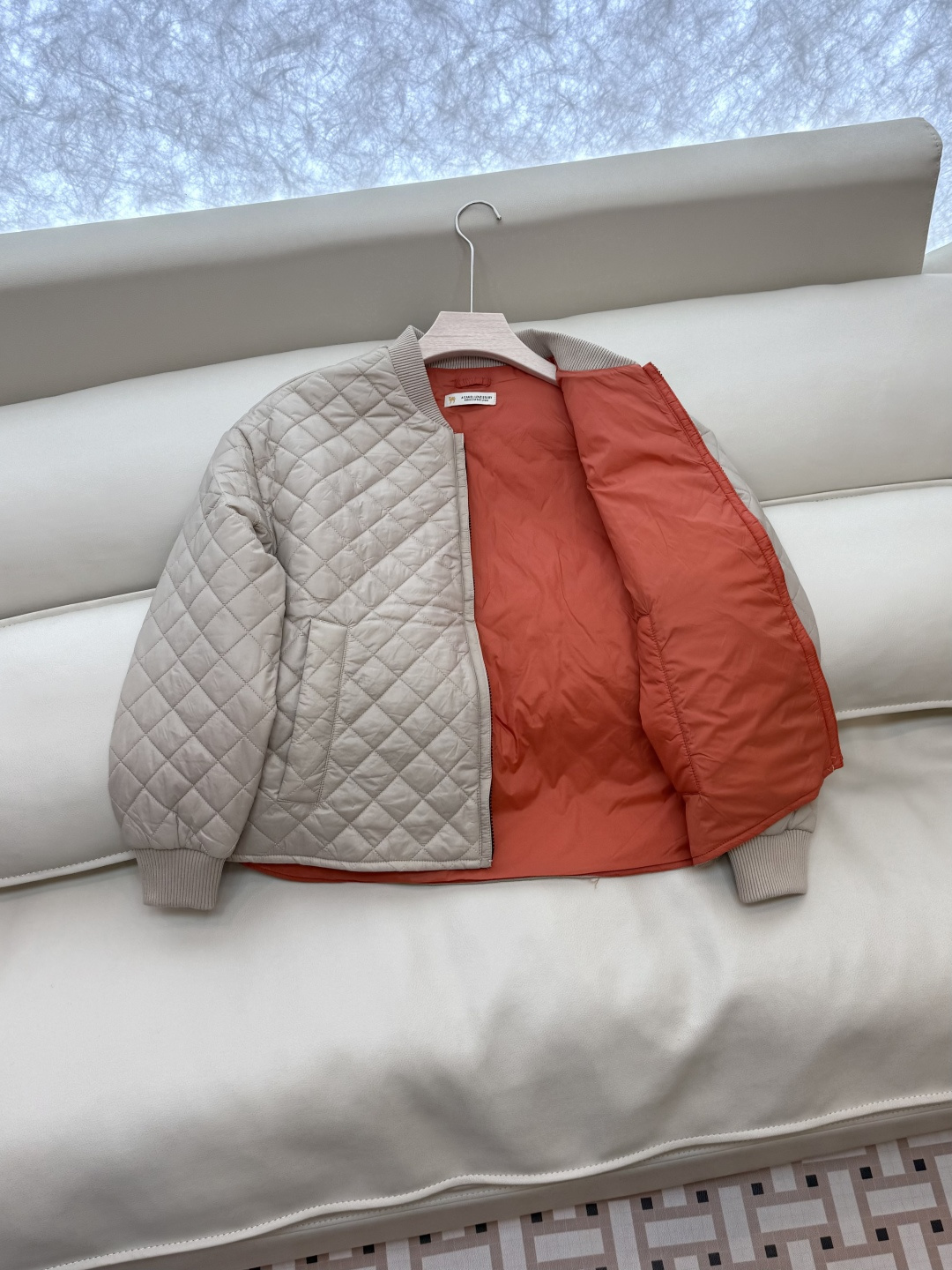 PT001#秋冬特批‼️。
Max 原标款 菱形格 两面穿 长袖棉衣 卡其色 SML