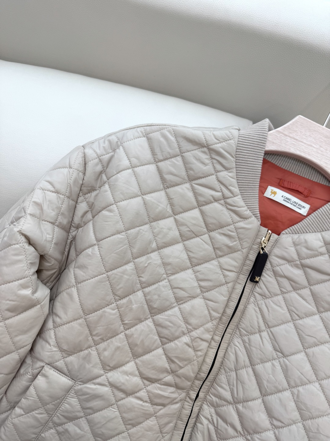 PT001#秋冬特批‼️。
Max 原标款 菱形格 两面穿 长袖棉衣 卡其色 SML