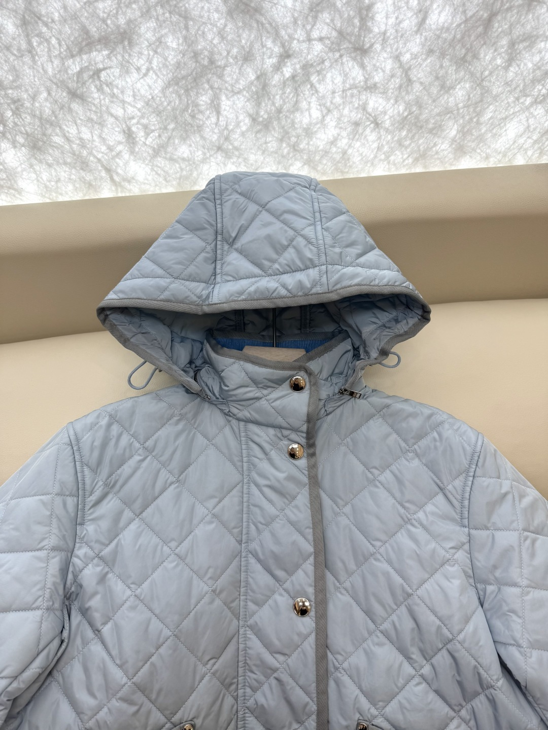 CD0116#特批‼️。
Bur 巴宝莉 无标款 菱形格 长袖棉衣 蓝色SML