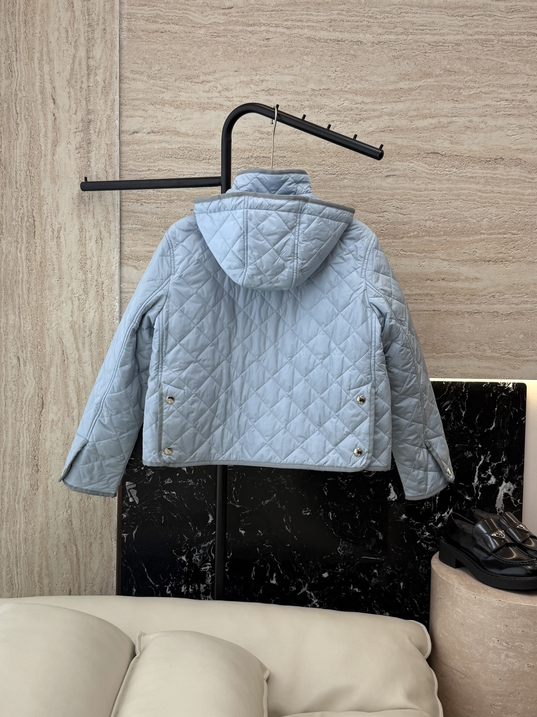 CD0116#特批‼️。
Bur 巴宝莉 无标款 菱形格 长袖棉衣 蓝色SML