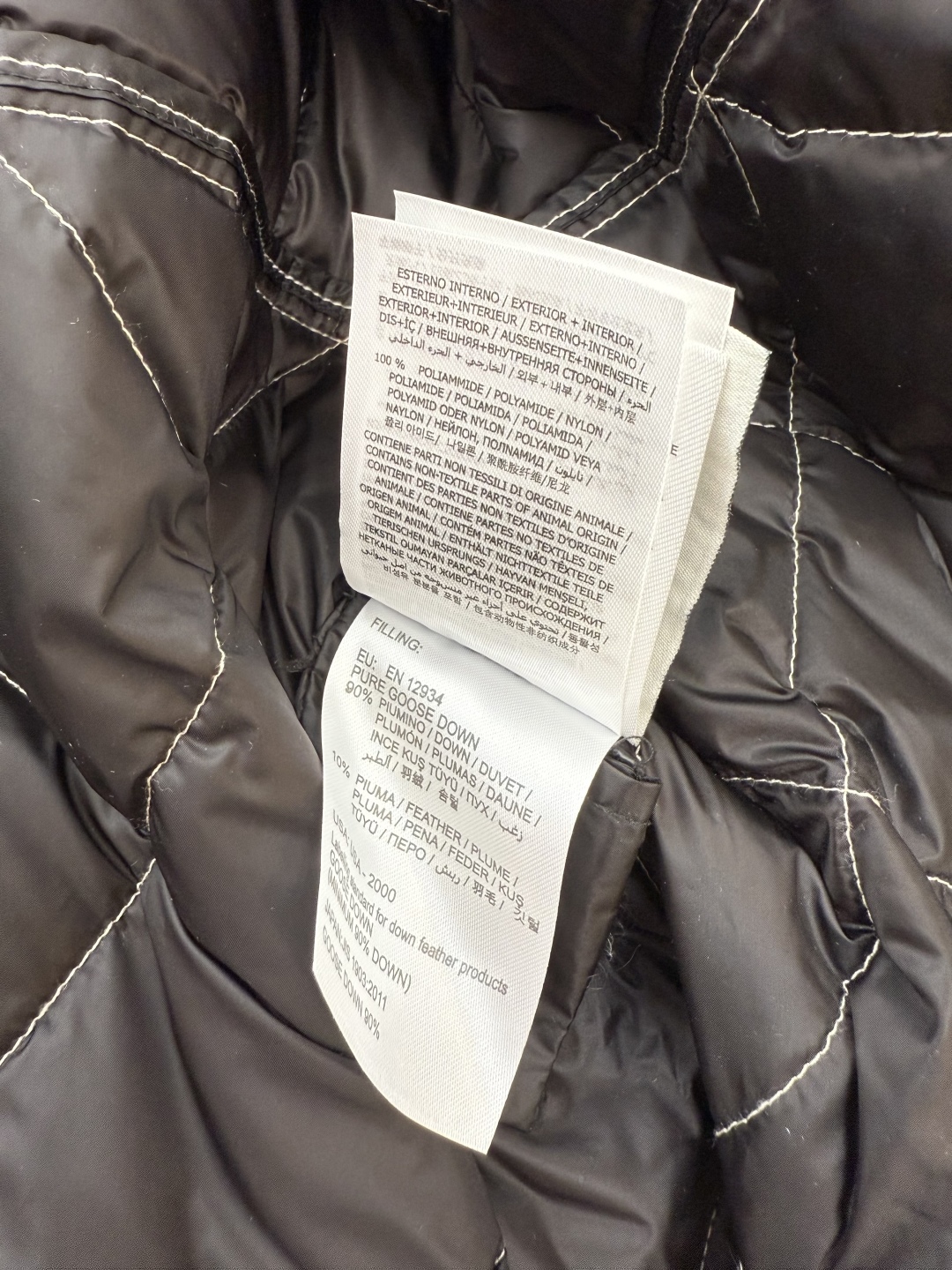 M325#新款羽绒服。MON 顶级版 蒙口 獭兔真毛领 可拆 收腰 菱形格90% 白鹅绒 羽绒服 黑色 