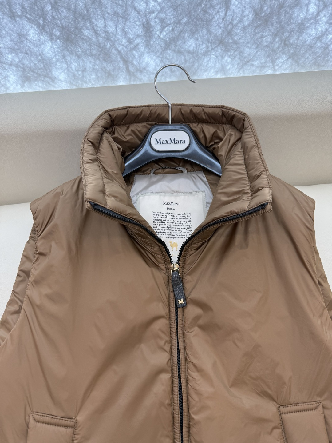 M696#新款驼绒服⚠️💕Max拉链款 48% 骆驼绒 4%桑蚕丝 进口面料 骆驼绒棉服 马甲 藏青色 