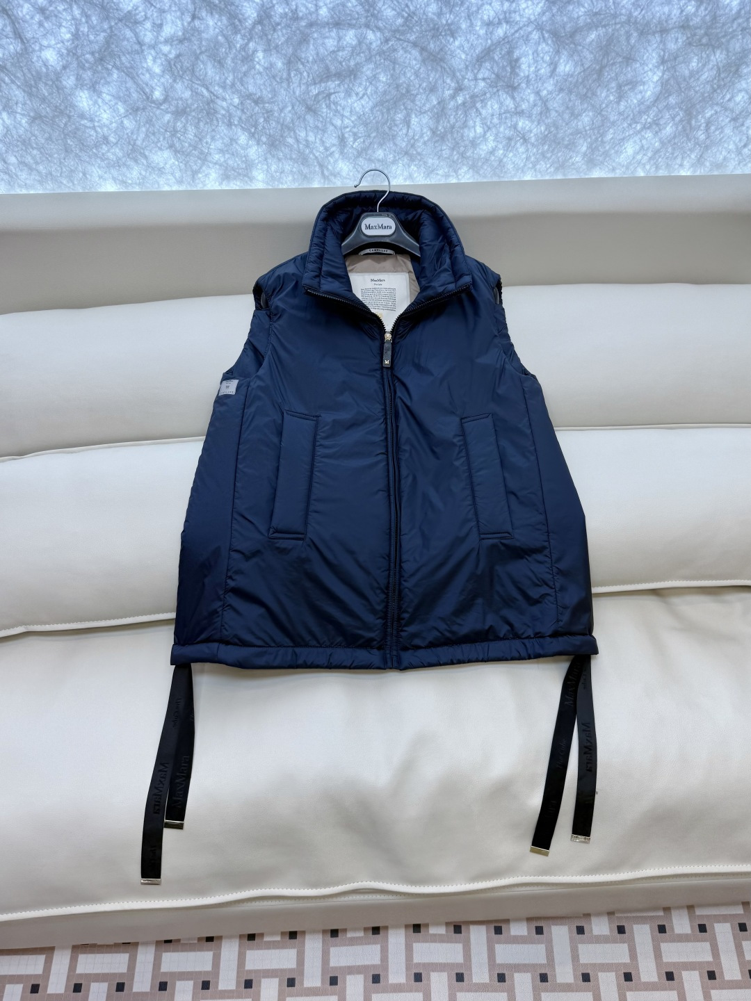 M696#新款驼绒服⚠️💕Max拉链款 48% 骆驼绒 4%桑蚕丝 进口面料 骆驼绒棉服 马甲 藏青色 