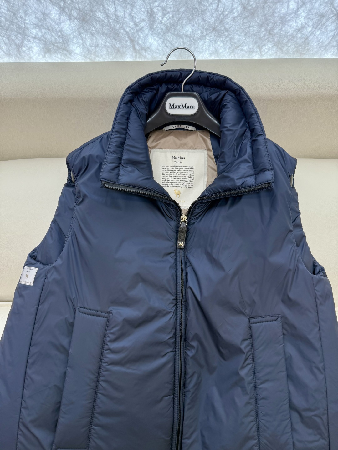 M696#新款驼绒服⚠️💕Max拉链款 48% 骆驼绒 4%桑蚕丝 进口面料 骆驼绒棉服 马甲 藏青色 