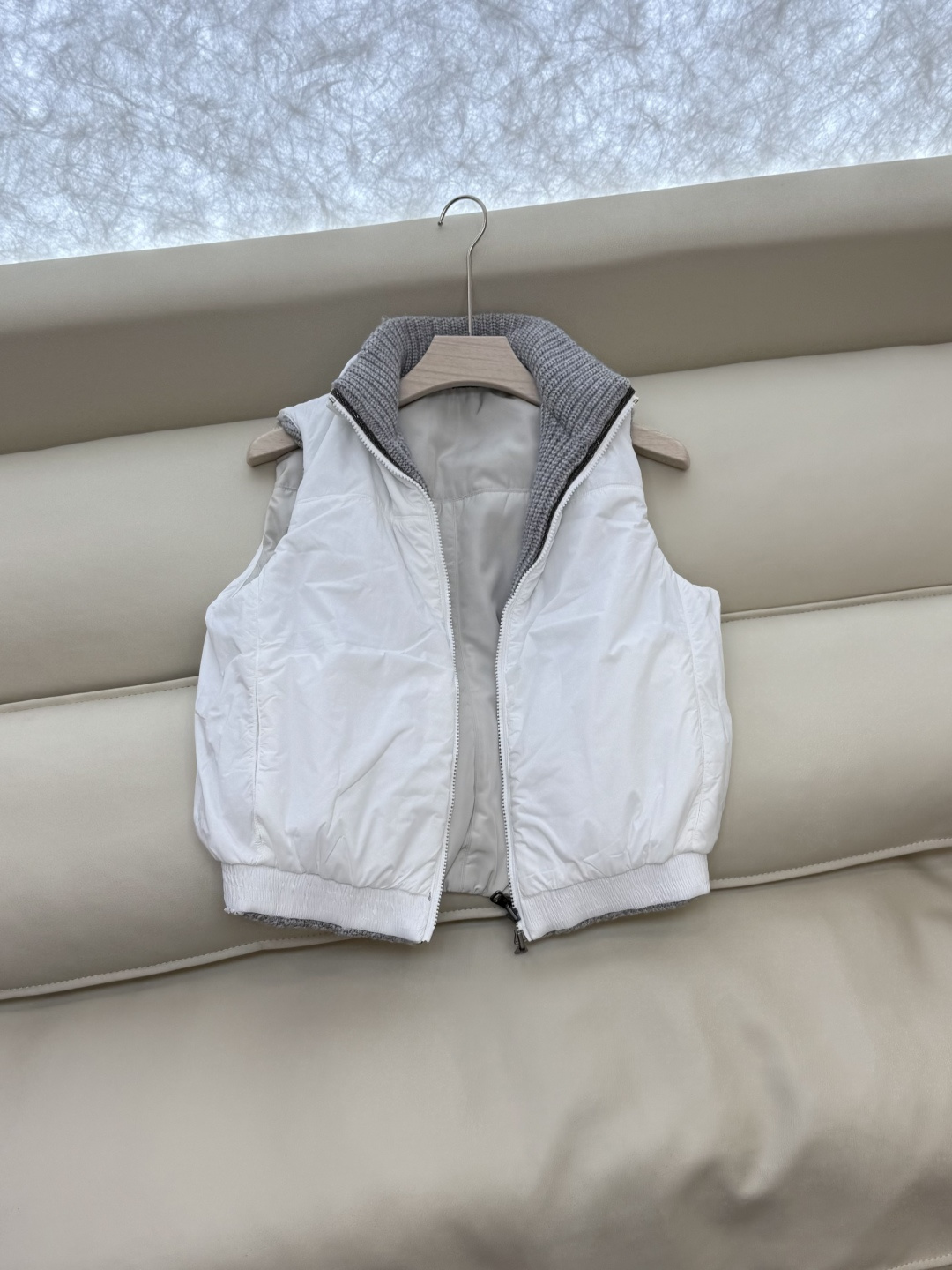 29317#新款马甲⚠️💕BC两面穿 100% 羊绒 拼接针织 棉马甲背心 白色 灰色 SML