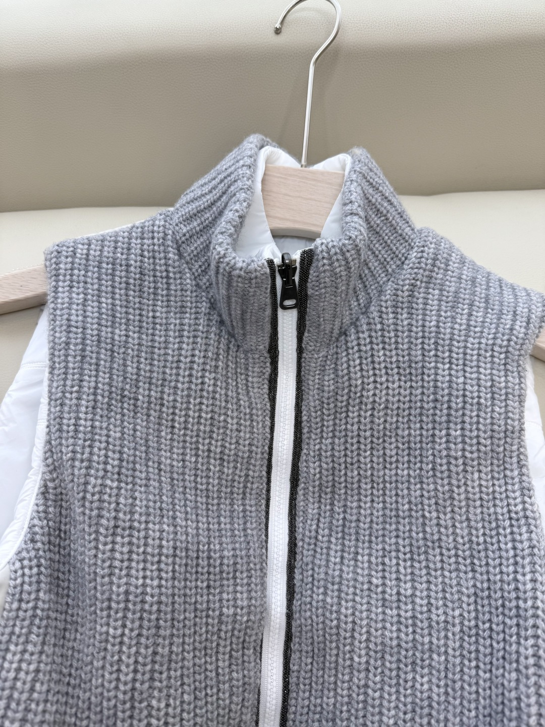 29317#新款马甲⚠️💕BC两面穿 100% 羊绒 拼接针织 棉马甲背心 白色 灰色 SML