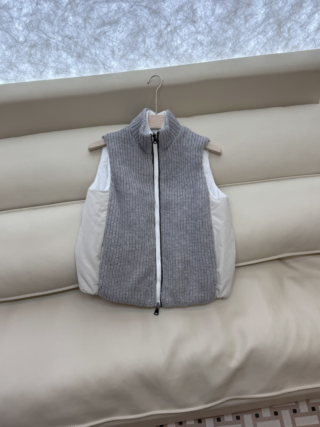 29317#新款马甲⚠️💕BC两面穿 100% 羊绒 拼接针织 棉马甲背心 白色 灰色 SML