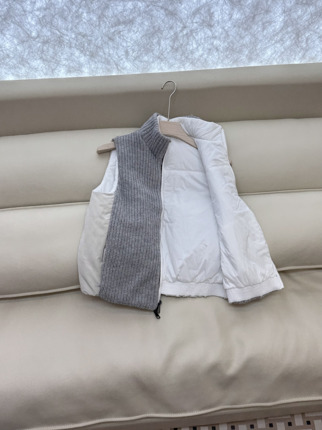 29317#新款马甲⚠️💕BC两面穿 100% 羊绒 拼接针织 棉马甲背心 白色 灰色 SML