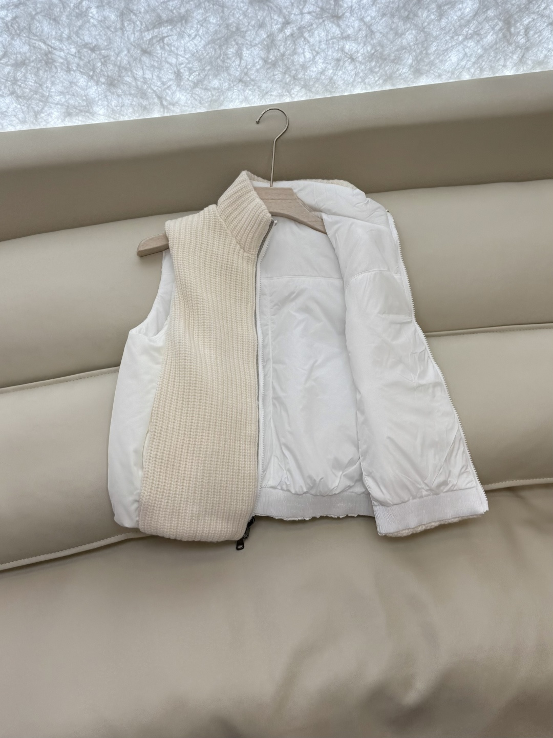 29317#新款马甲⚠️💕BC两面穿 100% 羊绒 拼接针织 棉马甲背心 白色 灰色 SML