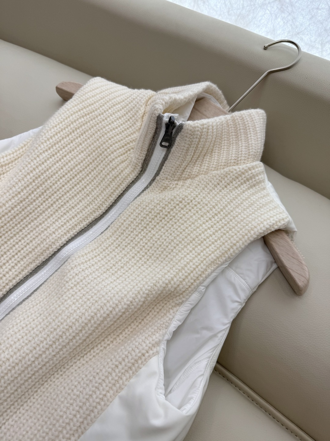 29317#新款马甲⚠️💕BC两面穿 100% 羊绒 拼接针织 棉马甲背心 白色 灰色 SML