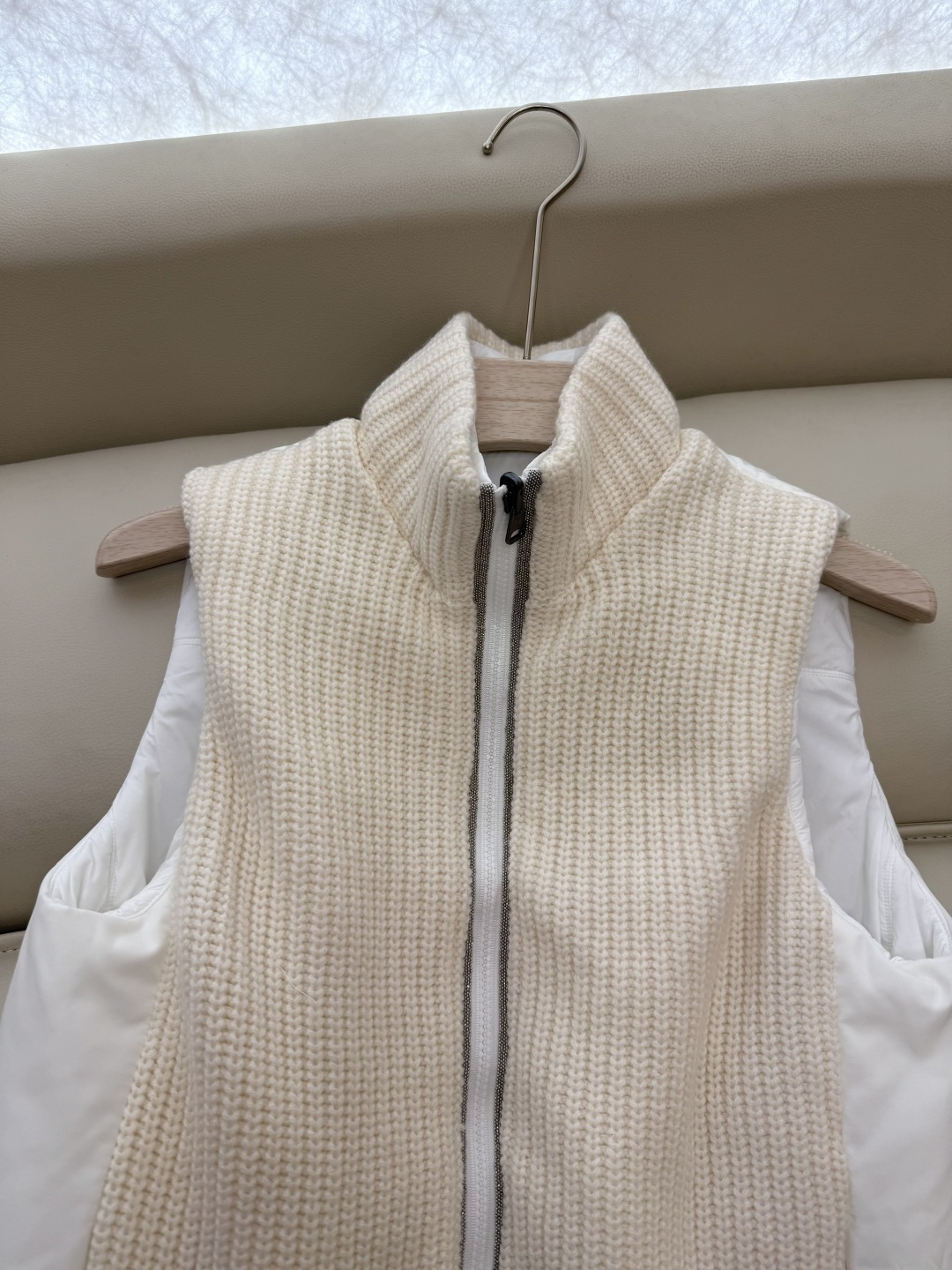 29317#新款马甲⚠️💕BC两面穿 100% 羊绒 拼接针织 棉马甲背心 白色 灰色 SML