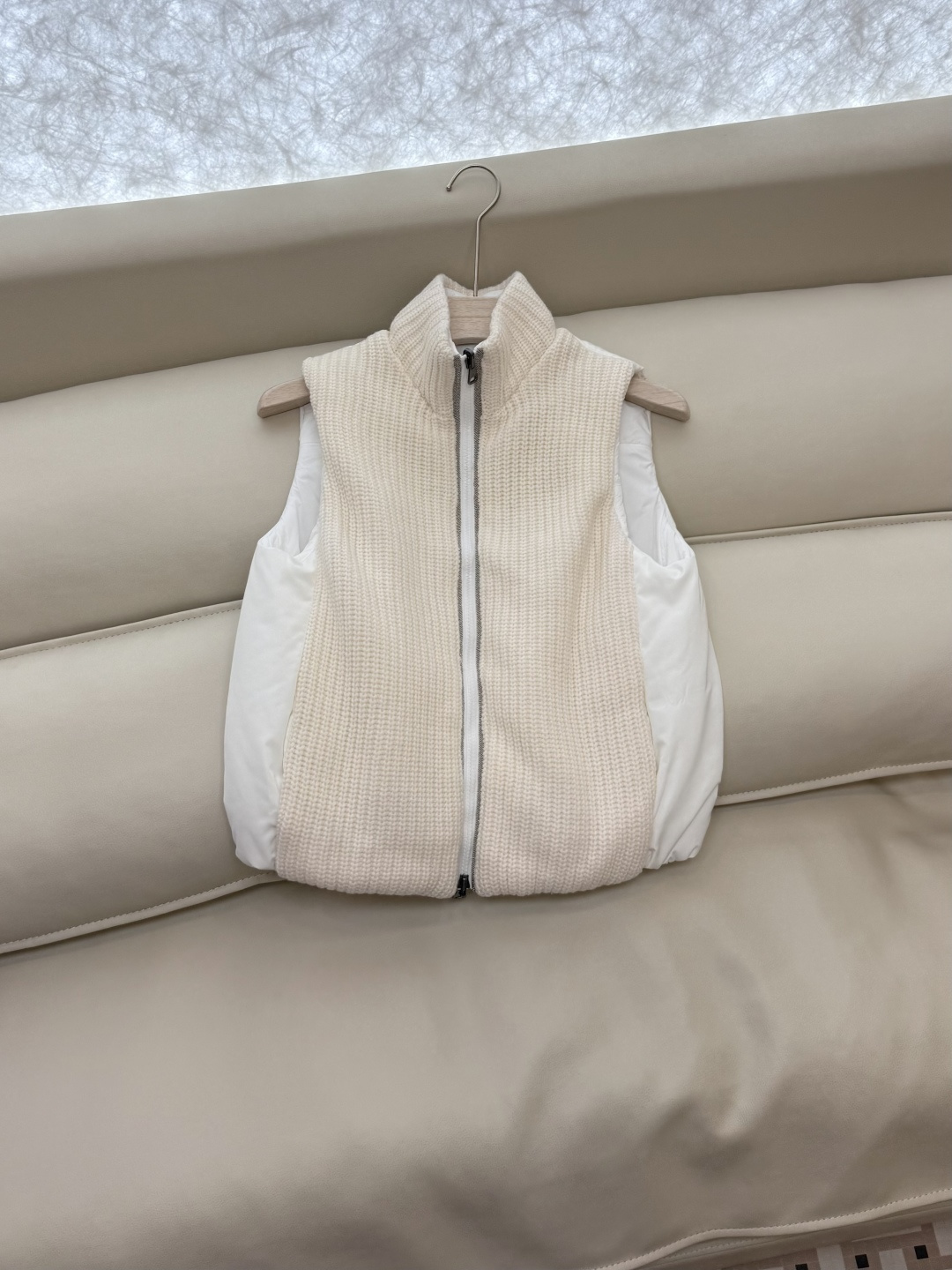 29317#新款马甲⚠️💕BC两面穿 100% 羊绒 拼接针织 棉马甲背心 白色 灰色 SML