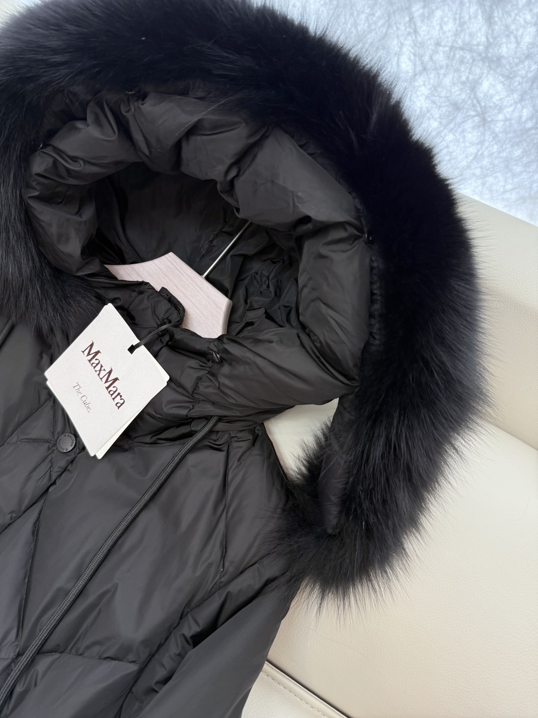 AH737#新款羽绒服⚠️💕Max mara 超大毛领 显瘦超长款90% 白鹅绒羽绒服 黑色 卡其色 3