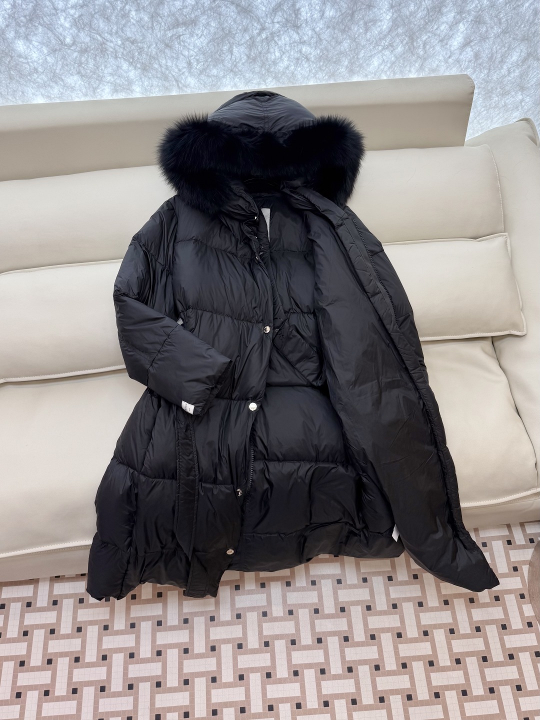 AH719##新款羽绒服⚠️💕Max mara 超大狐狸毛领 超长款90% 白鹅绒 羽绒服 咖色 灰色 
