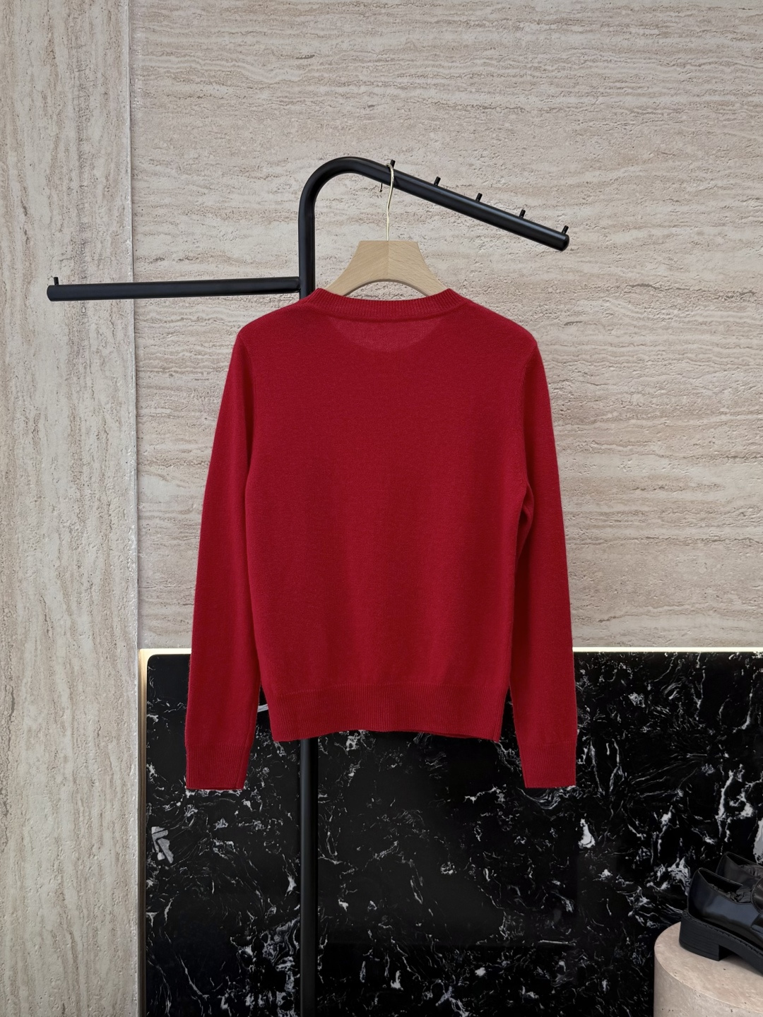 H32579#新款羊毛针织💕H家 爱马仕 绣花 100%羊绒 长袖 羊毛针织衫 白色 红色 咖色 S-X