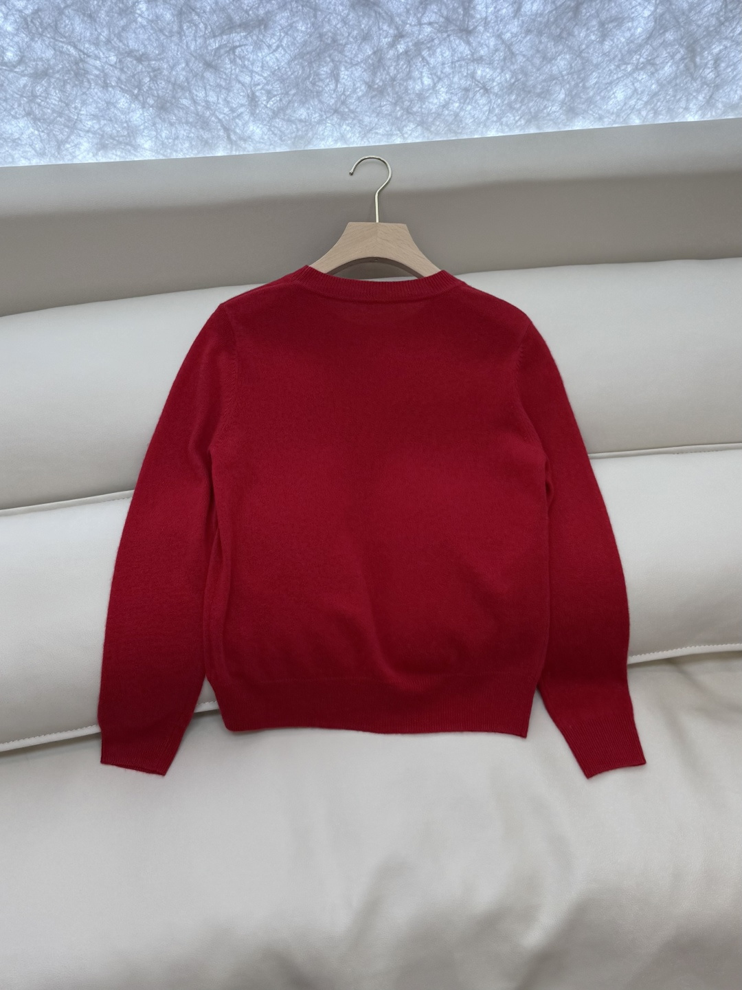 H32579#新款羊毛针织💕H家 爱马仕 绣花 100%羊绒 长袖 羊毛针织衫 白色 红色 咖色 S-X