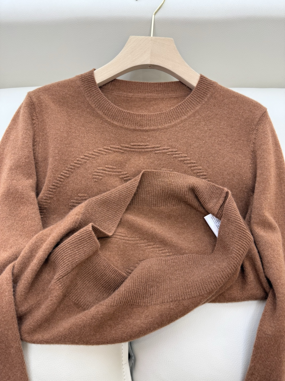 H32579#新款羊毛针织💕H家 爱马仕 绣花 100%羊绒 长袖 羊毛针织衫 白色 红色 咖色 S-X