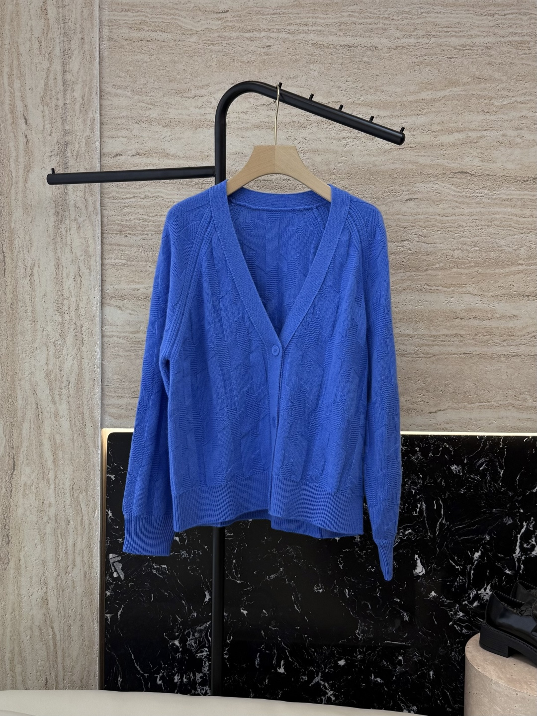 H32577#新款羊毛针织💕H家 爱马仕 100% 羊毛 开衫外套 羊毛针织衫 蓝色 白色 咖色 S-X