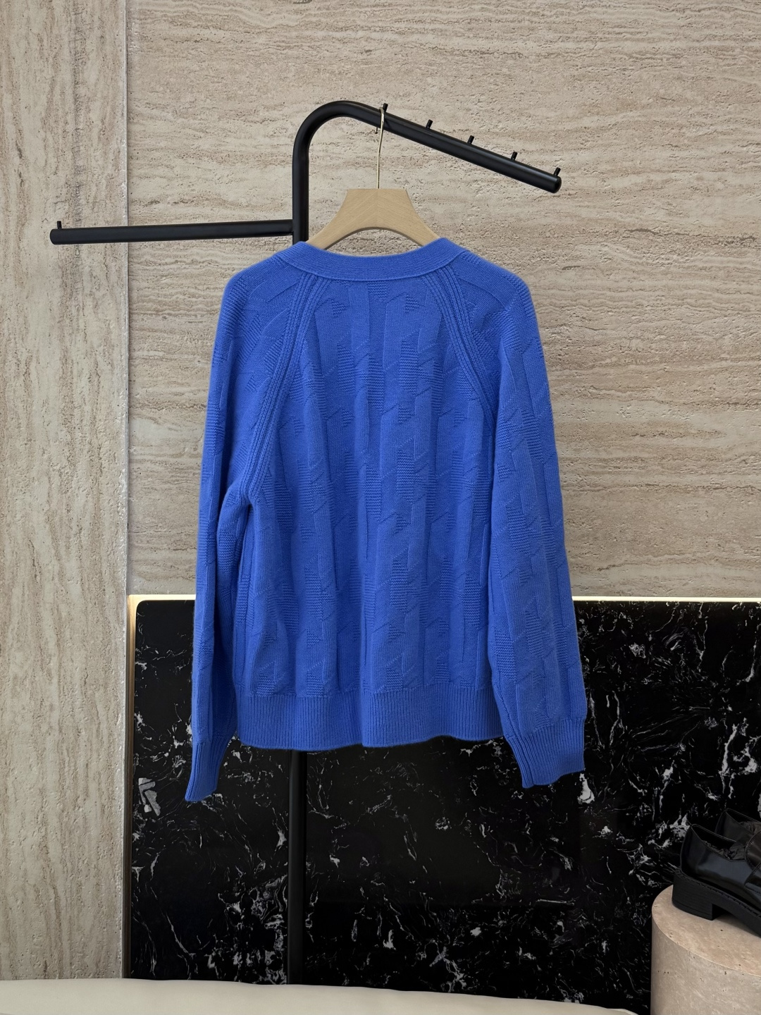 H32577#新款羊毛针织💕H家 爱马仕 100% 羊毛 开衫外套 羊毛针织衫 蓝色 白色 咖色 S-X