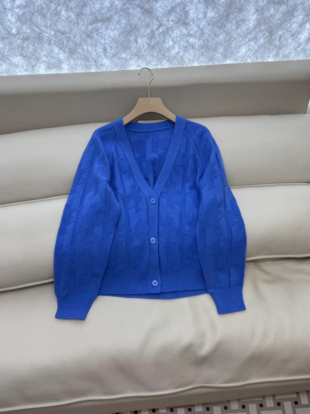 H32577#新款羊毛针织💕H家 爱马仕 100% 羊毛 开衫外套 羊毛针织衫 蓝色 白色 咖色 S-X