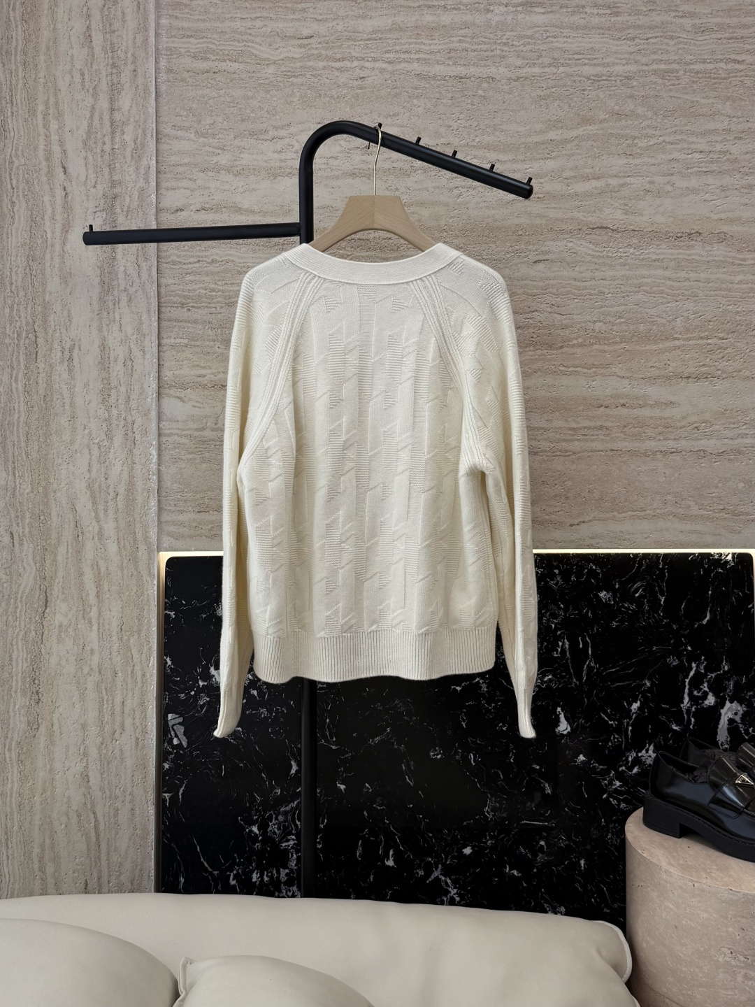 H32577#新款羊毛针织💕H家 爱马仕 100% 羊毛 开衫外套 羊毛针织衫 蓝色 白色 咖色 S-X