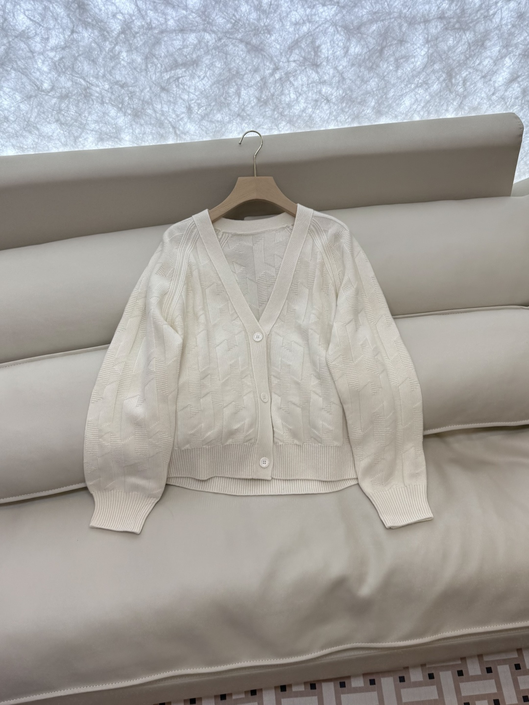 H32577#新款羊毛针织💕H家 爱马仕 100% 羊毛 开衫外套 羊毛针织衫 蓝色 白色 咖色 S-X