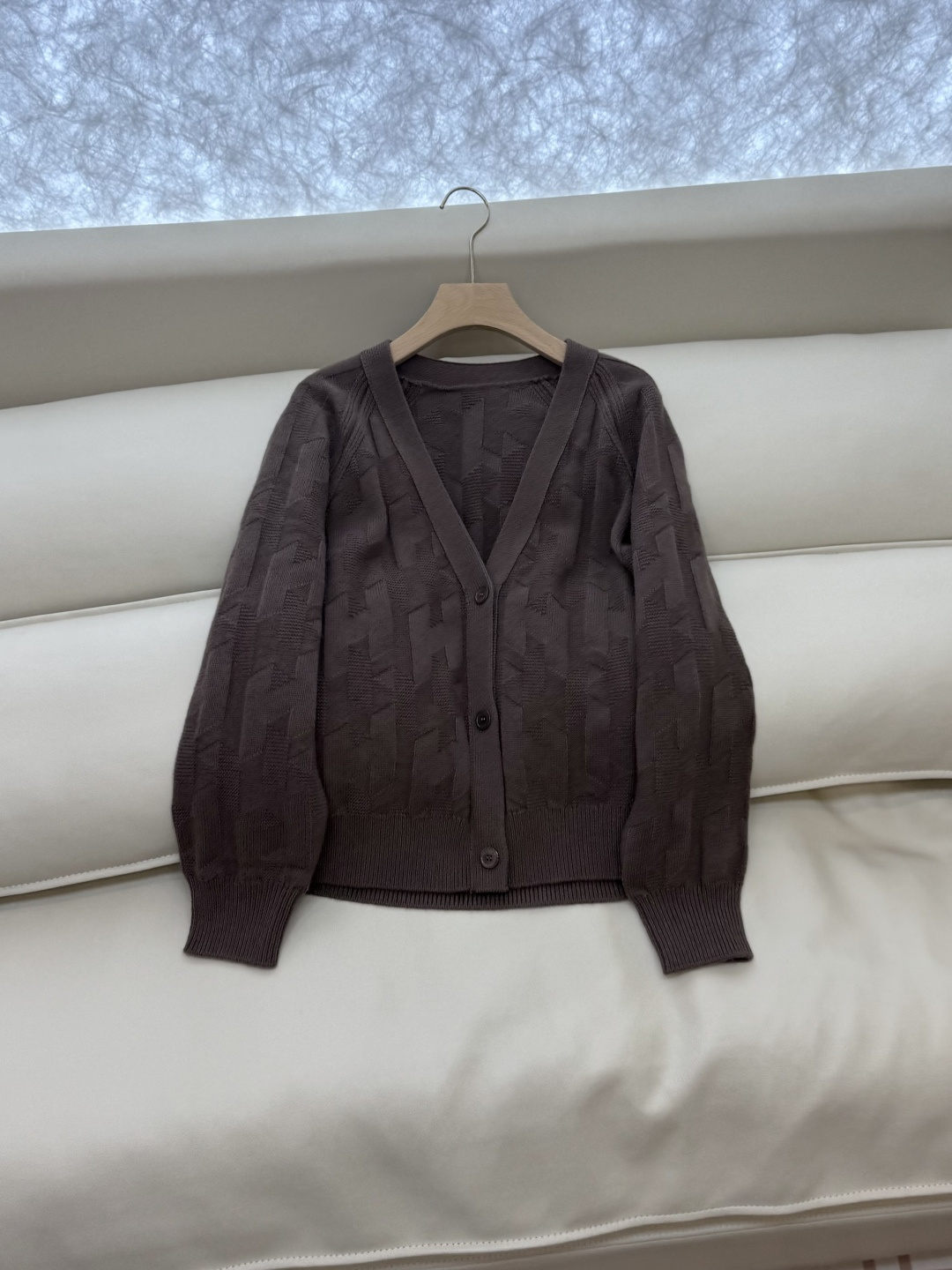 H32577#新款羊毛针织💕H家 爱马仕 100% 羊毛 开衫外套 羊毛针织衫 蓝色 白色 咖色 S-X