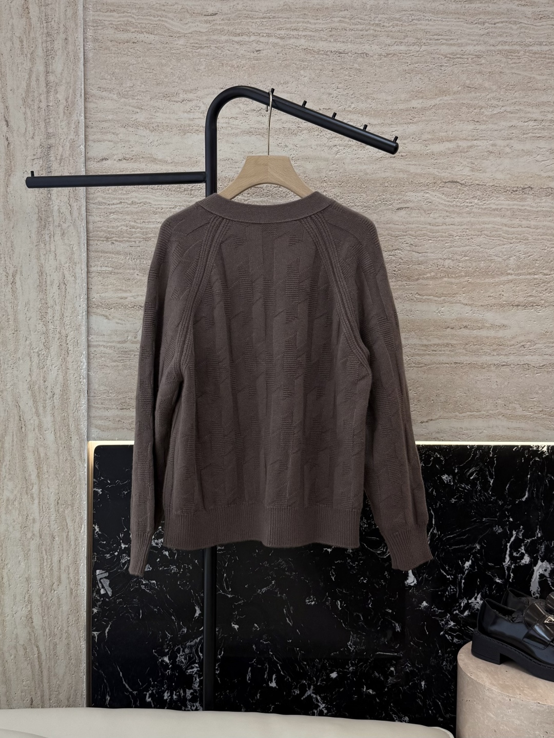 H32577#新款羊毛针织💕H家 爱马仕 100% 羊毛 开衫外套 羊毛针织衫 蓝色 白色 咖色 S-X