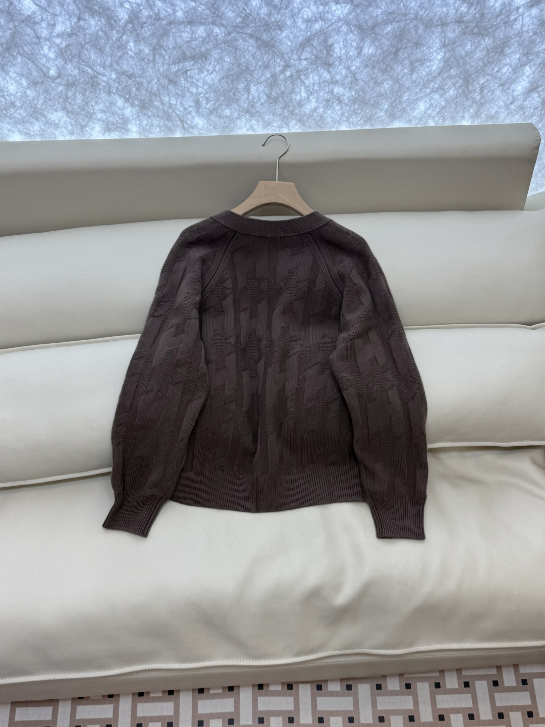 H32577#新款羊毛针织💕H家 爱马仕 100% 羊毛 开衫外套 羊毛针织衫 蓝色 白色 咖色 S-X