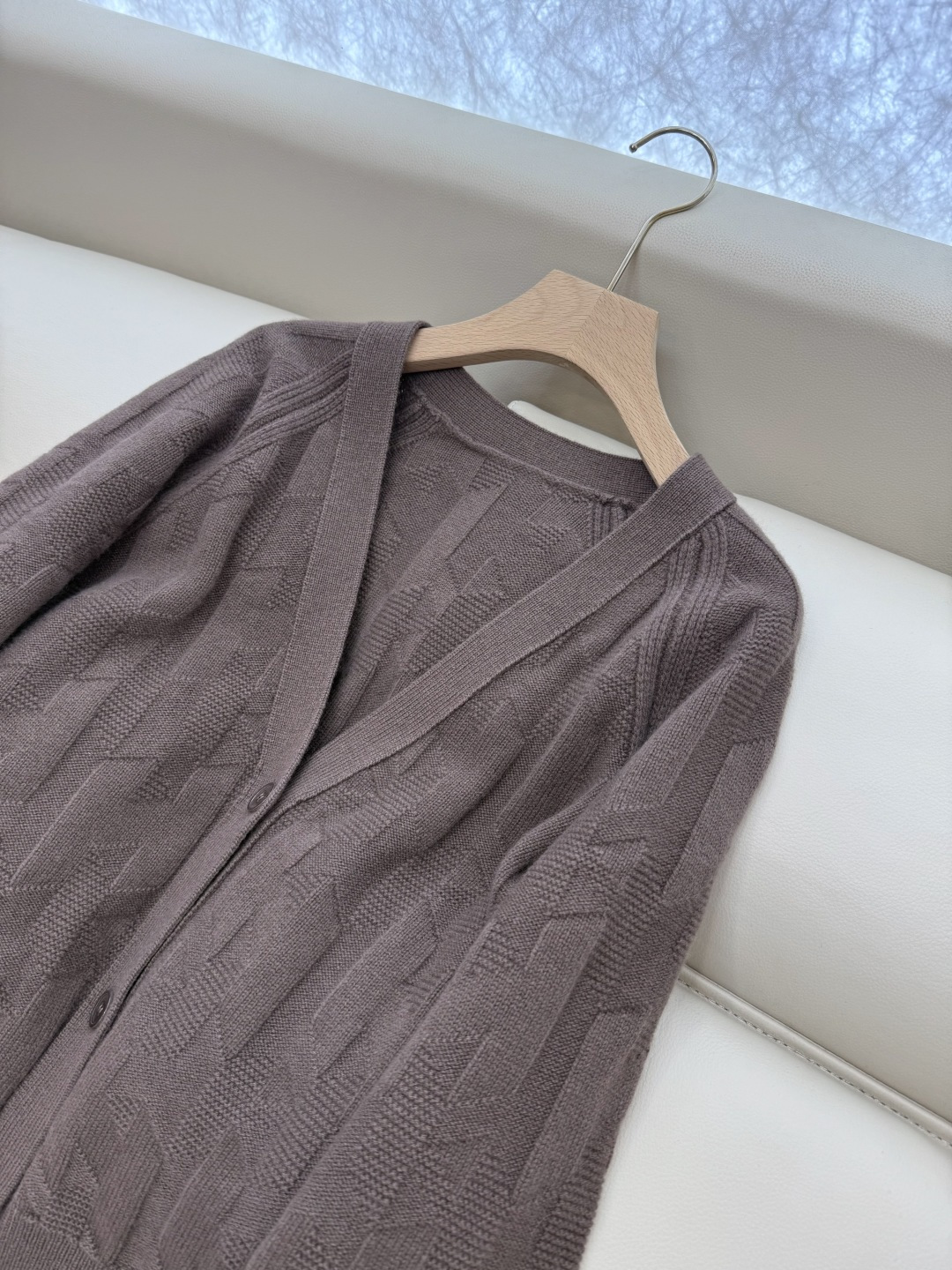 H32577#新款羊毛针织💕H家 爱马仕 100% 羊毛 开衫外套 羊毛针织衫 蓝色 白色 咖色 S-X