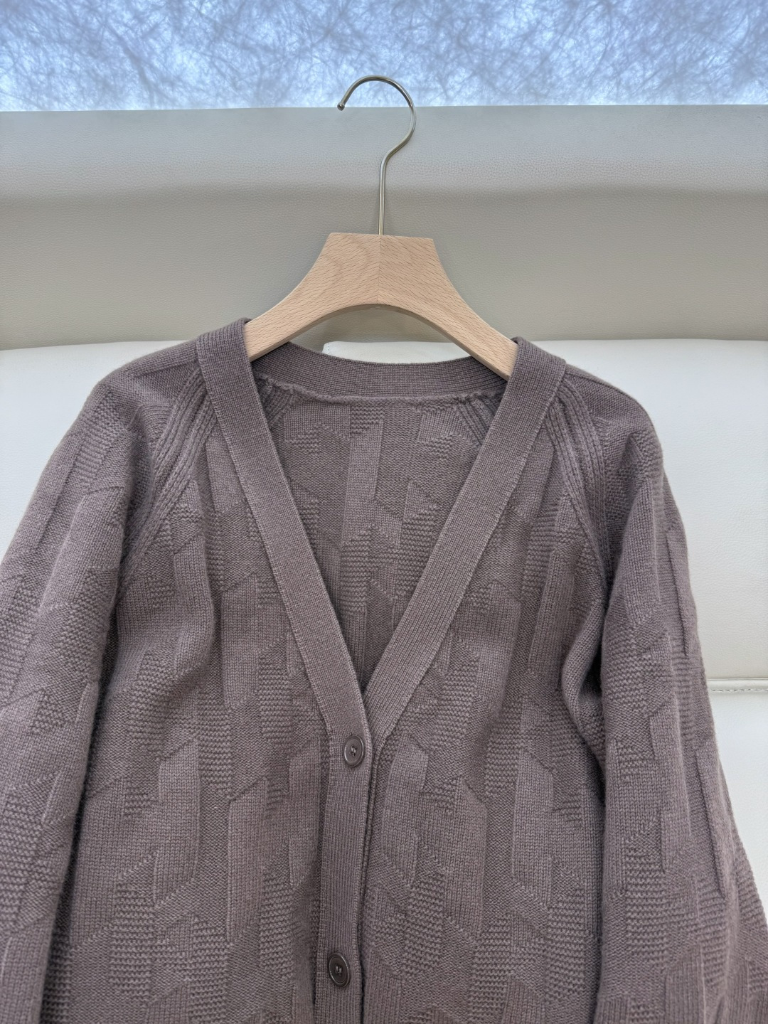 H32577#新款羊毛针织💕H家 爱马仕 100% 羊毛 开衫外套 羊毛针织衫 蓝色 白色 咖色 S-X