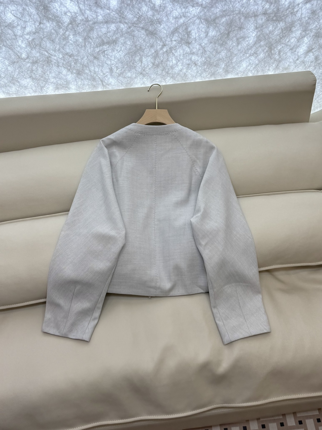 LZ25069#新款外套💕BC 10%羊毛 明线手缝 极品质 拉链款外套 浅灰色 卡其色 SML