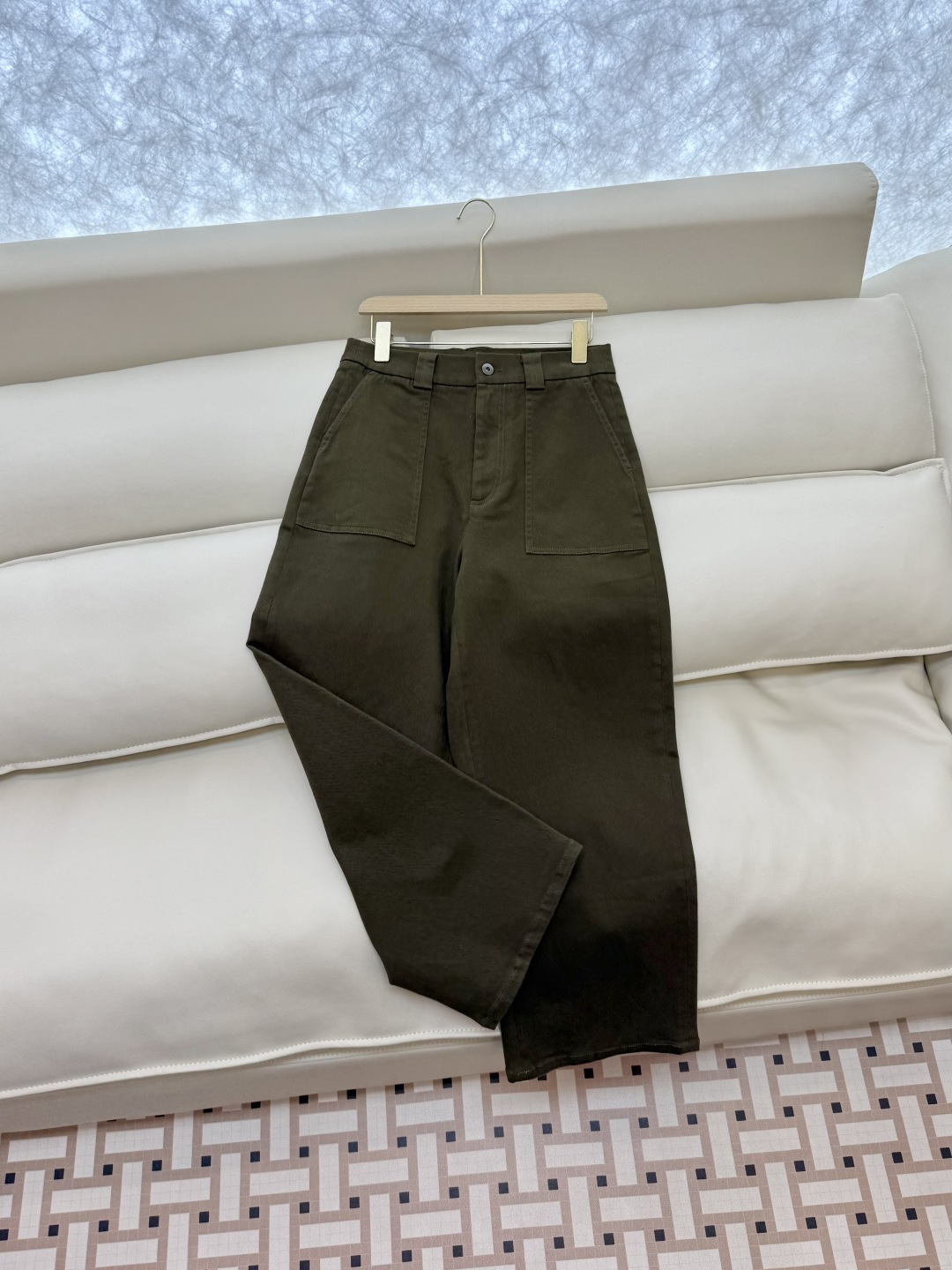 LZ25077#新款裤子🌾BC 工装 对版 秋冬款 裤子 军绿色 白色 SML