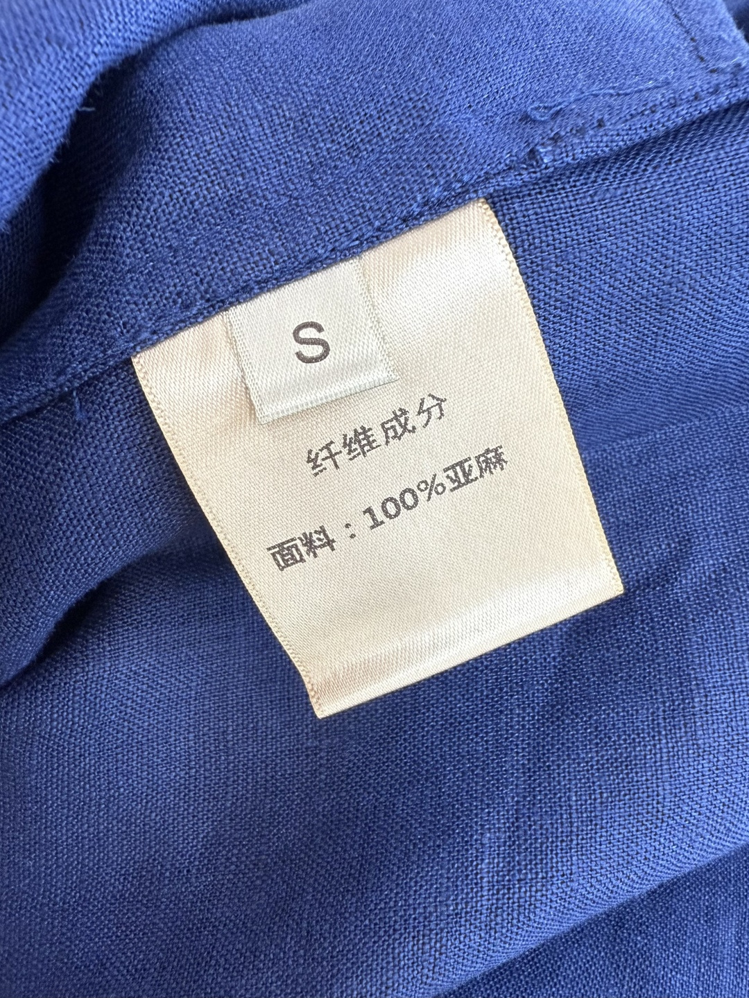 BS1012#新款套装💕Zimm 镂空绣花 100% 亚麻长袖衬衫➕长裤套装 蓝色 白色 SMLXL