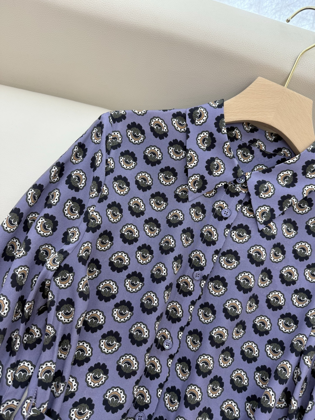 BS1002#新款连衣裙💕Max mara 几何图形 配腰带 100% 斜纹真丝印花 连衣裙 36/38