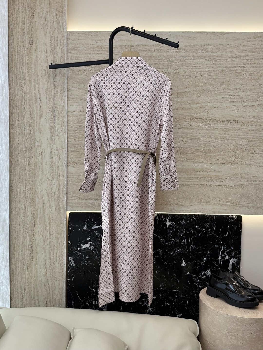 BS998#新款连衣裙💕Max mara 几何图形 配腰带 100% 斜纹真丝印花 连衣裙 36/38/