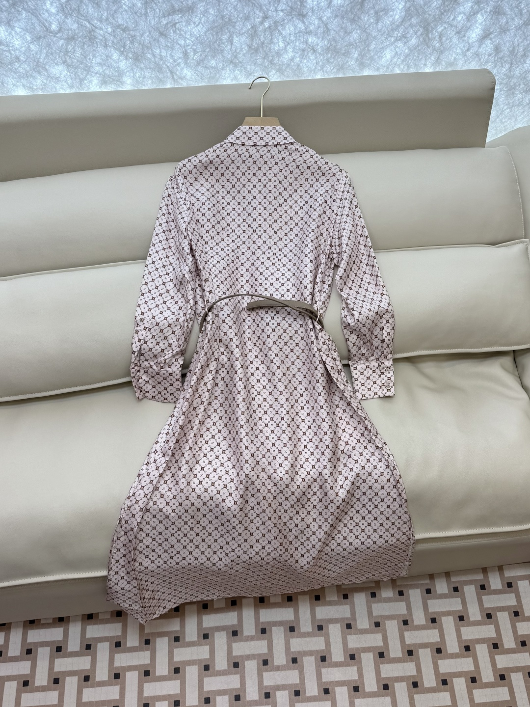 BS998#新款连衣裙💕Max mara 几何图形 配腰带 100% 斜纹真丝印花 连衣裙 36/38/