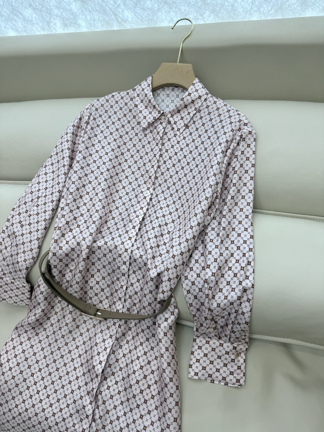 BS998#新款连衣裙💕Max mara 几何图形 配腰带 100% 斜纹真丝印花 连衣裙 36/38/