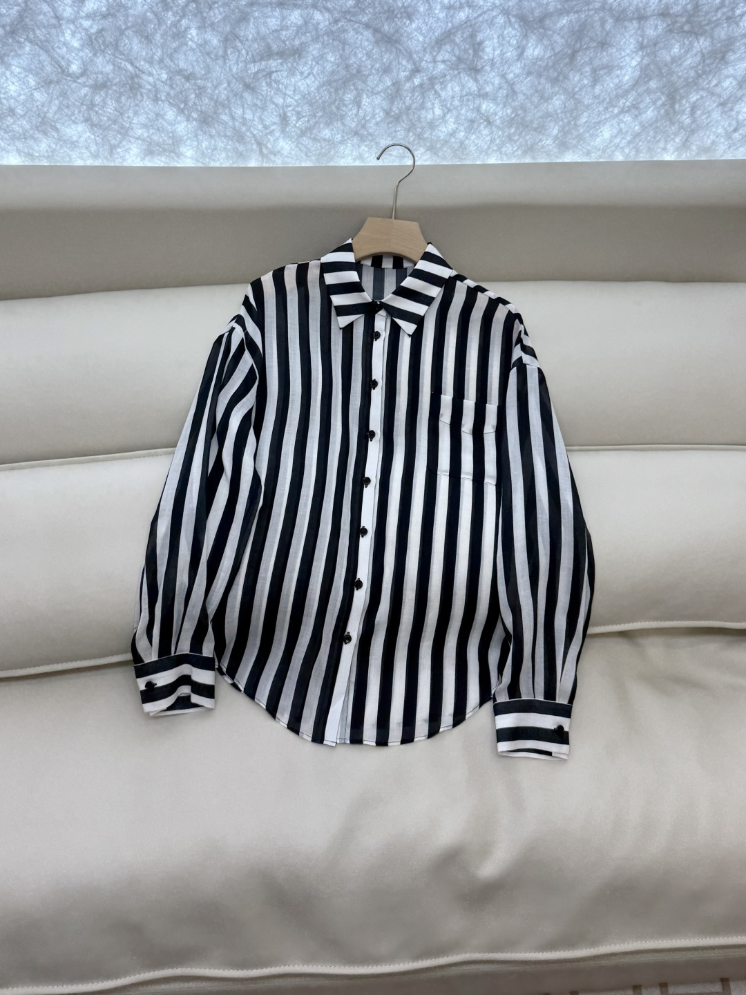 BS1017#新款衬衫💕Max 100% 苎麻 条纹印花 长袖衬衫 36-42