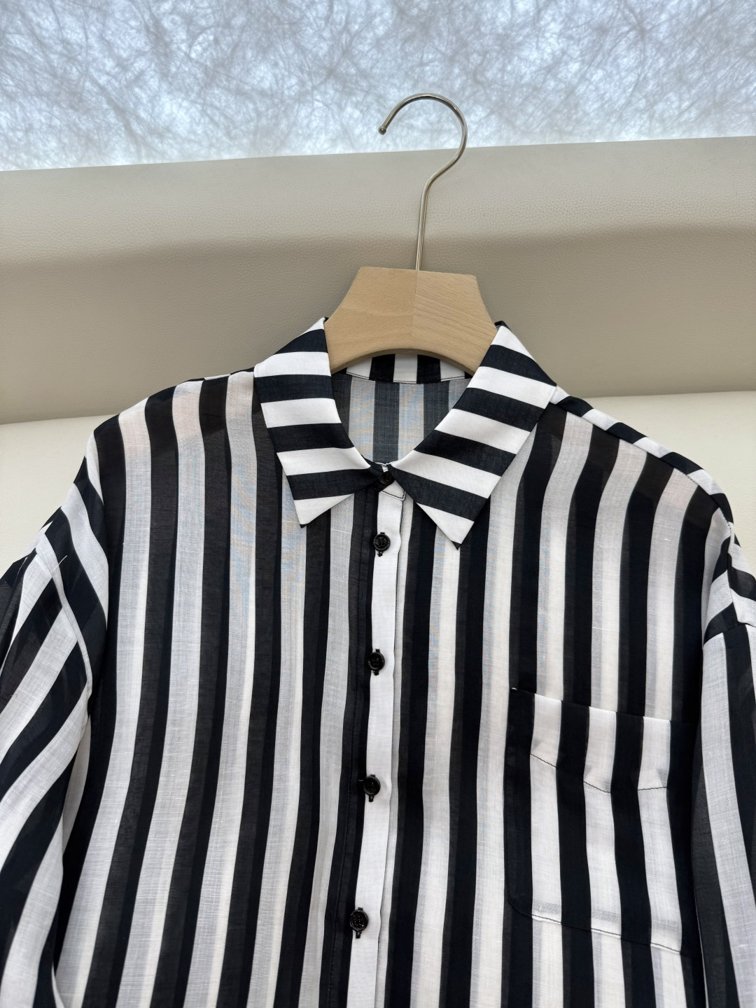 BS1017#新款衬衫💕Max 100% 苎麻 条纹印花 长袖衬衫 36-42