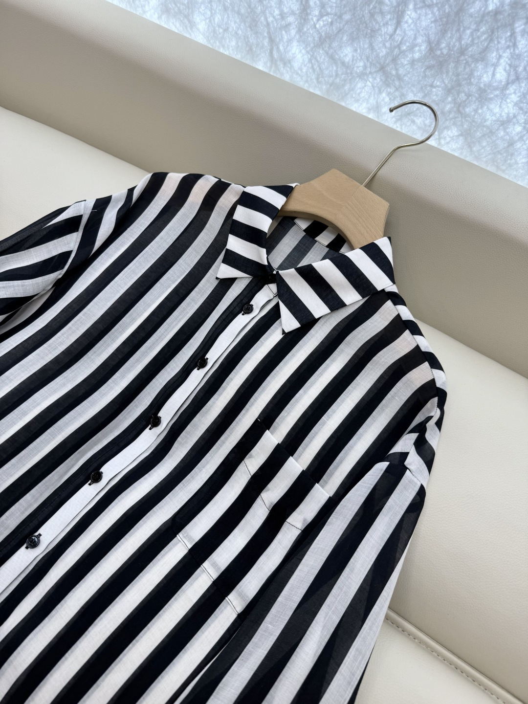 BS1017#新款衬衫💕Max 100% 苎麻 条纹印花 长袖衬衫 36-42