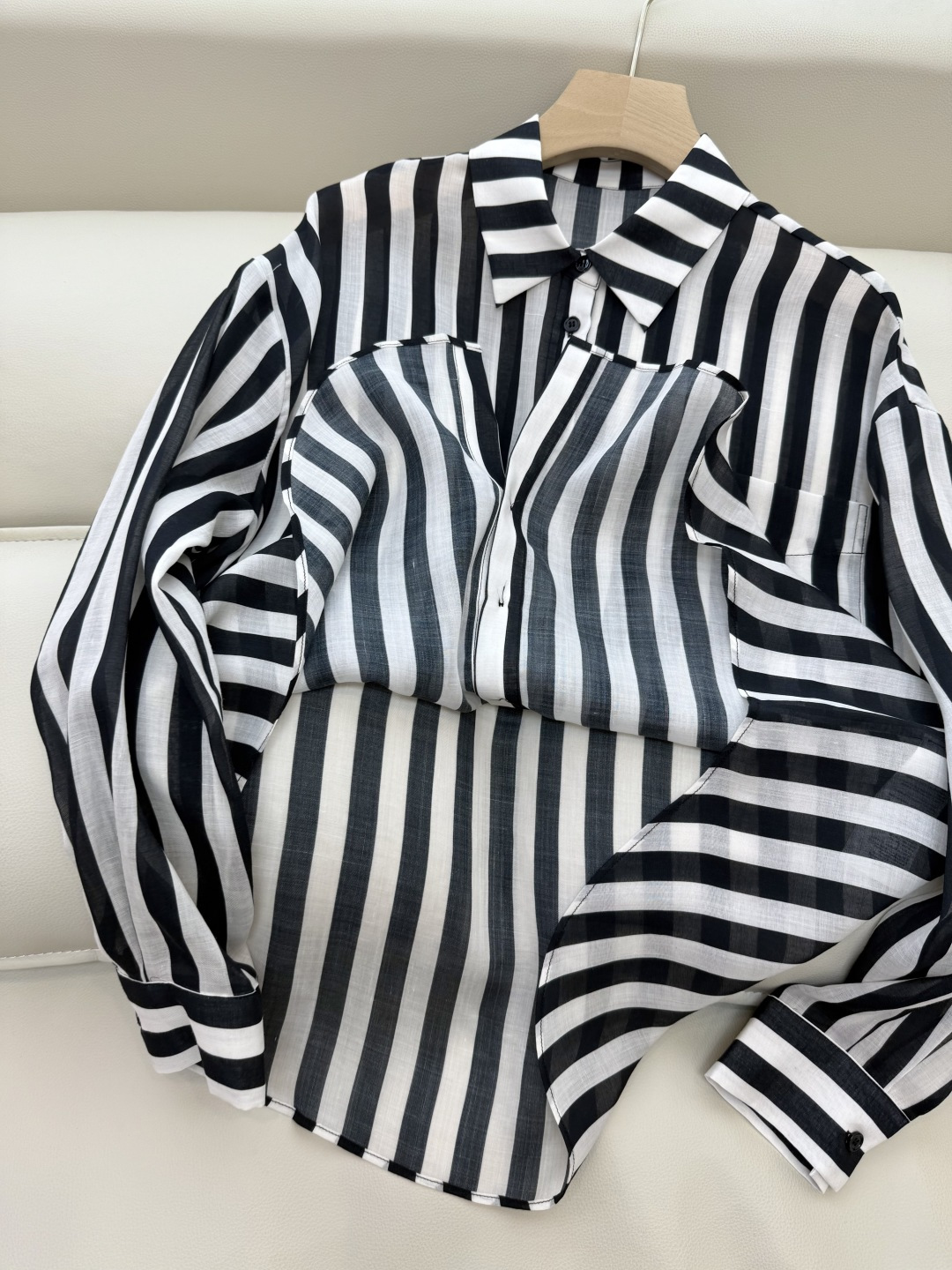 BS1017#新款衬衫💕Max 100% 苎麻 条纹印花 长袖衬衫 36-42